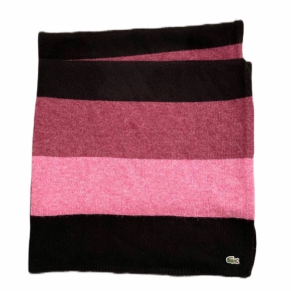 Lacoste Rose Pink Black Colorblock Long Scarf